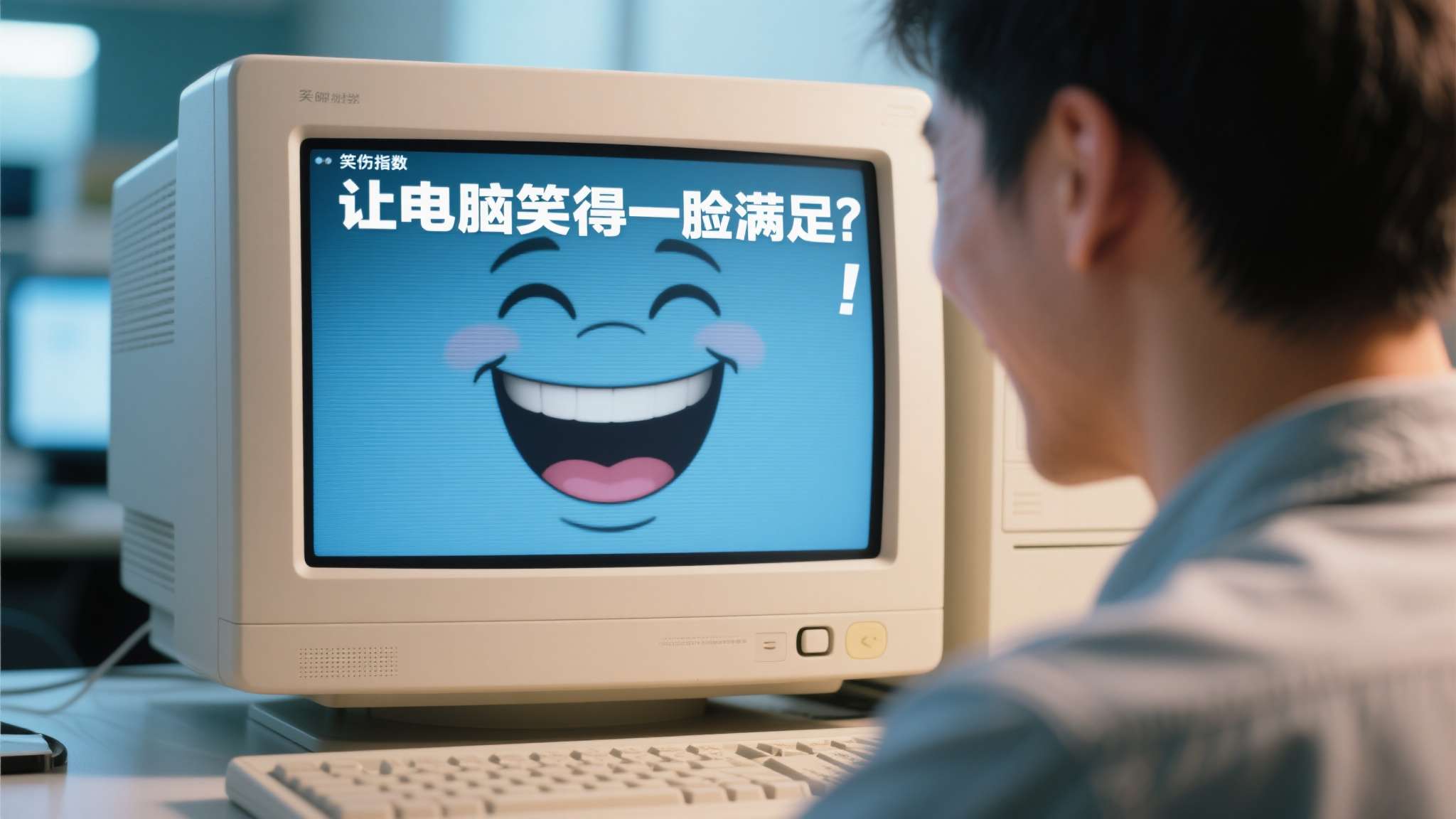 "让电脑笑得一脸满足"这句话，本身就是一个极具画面感的夸张表达。屏幕当然不会笑，